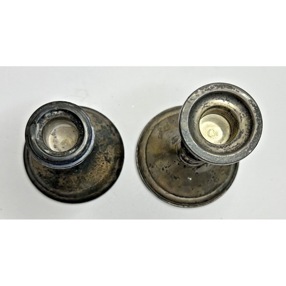Gorham Towle Sterling Silver candlesticks Set 2 Weighted Patina As Shown 462 g main image 6